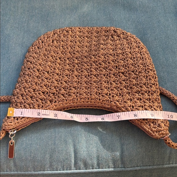 The Sak Vintage Boho Crochet Shoulder Beige Metallic Thread Purse - Picture 9 of 16